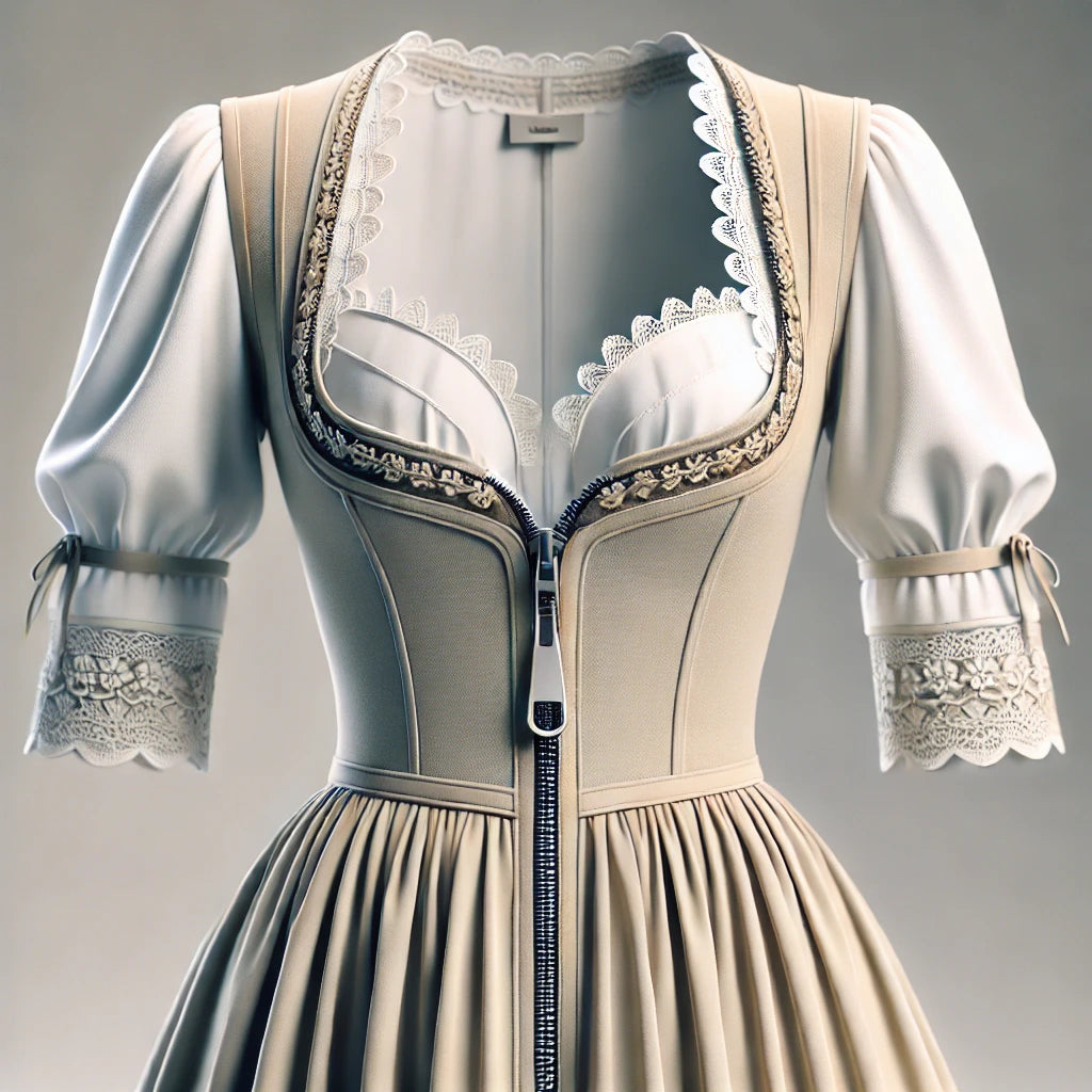 Elegance a praktičnost dirndl se zipem na přední straně